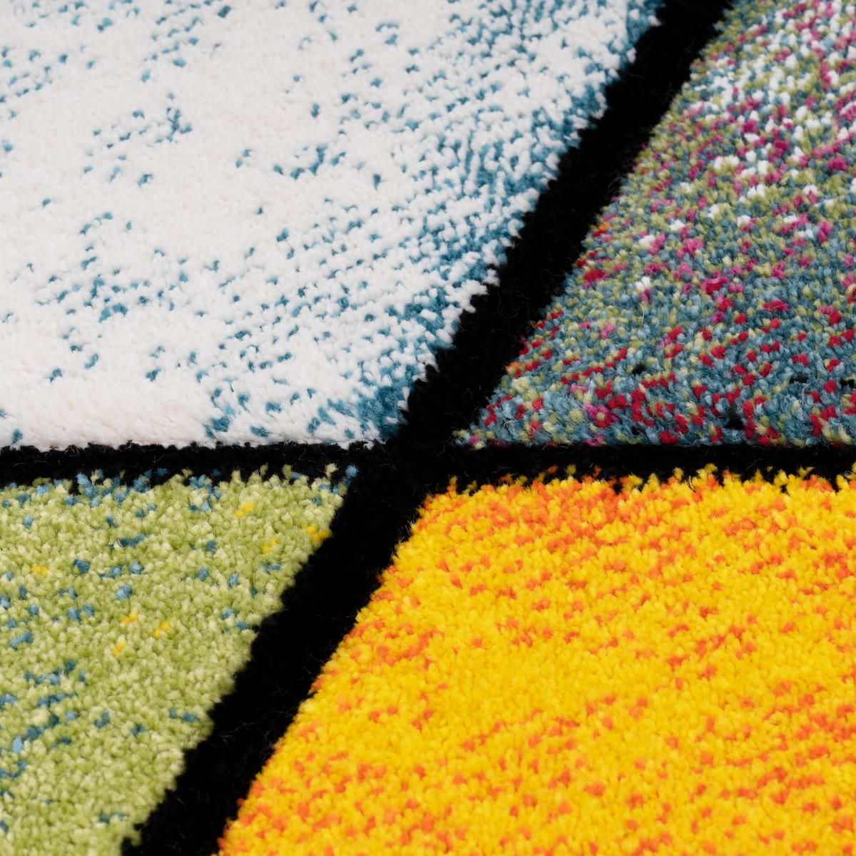 KURZFLORTEPPICH, mit Rautenmuster, aus Polypropylen, Mehrfarbig, 120 x 170 cm - Multicolor, Textil (120/170cm) - KADIMA DESIGN
