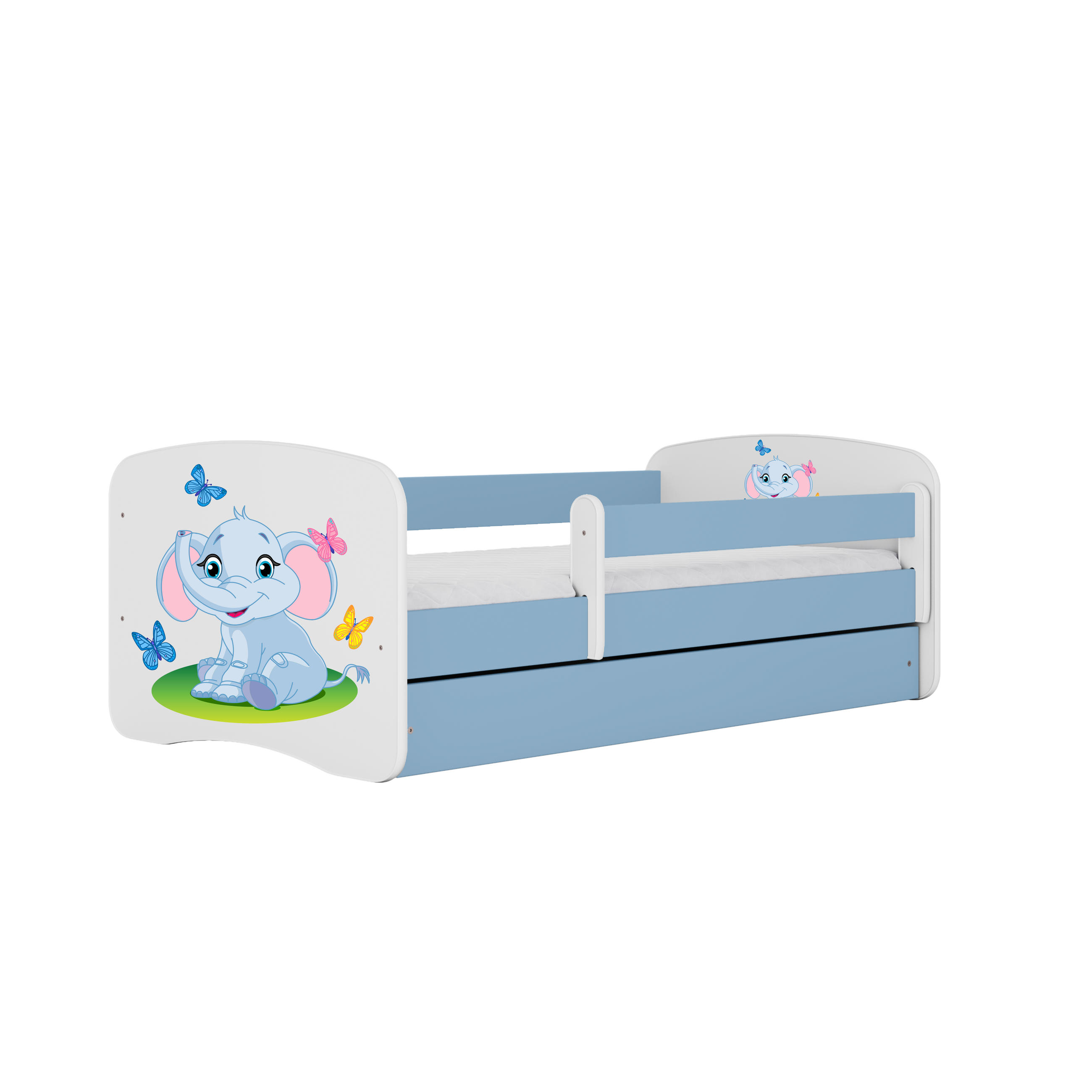KINDERBETT Elefant mit Schublade 140/70 80/61/144 - Blau, Holzwerkstoff (70/140cm) - RAUMHIRSCH FURNITURE