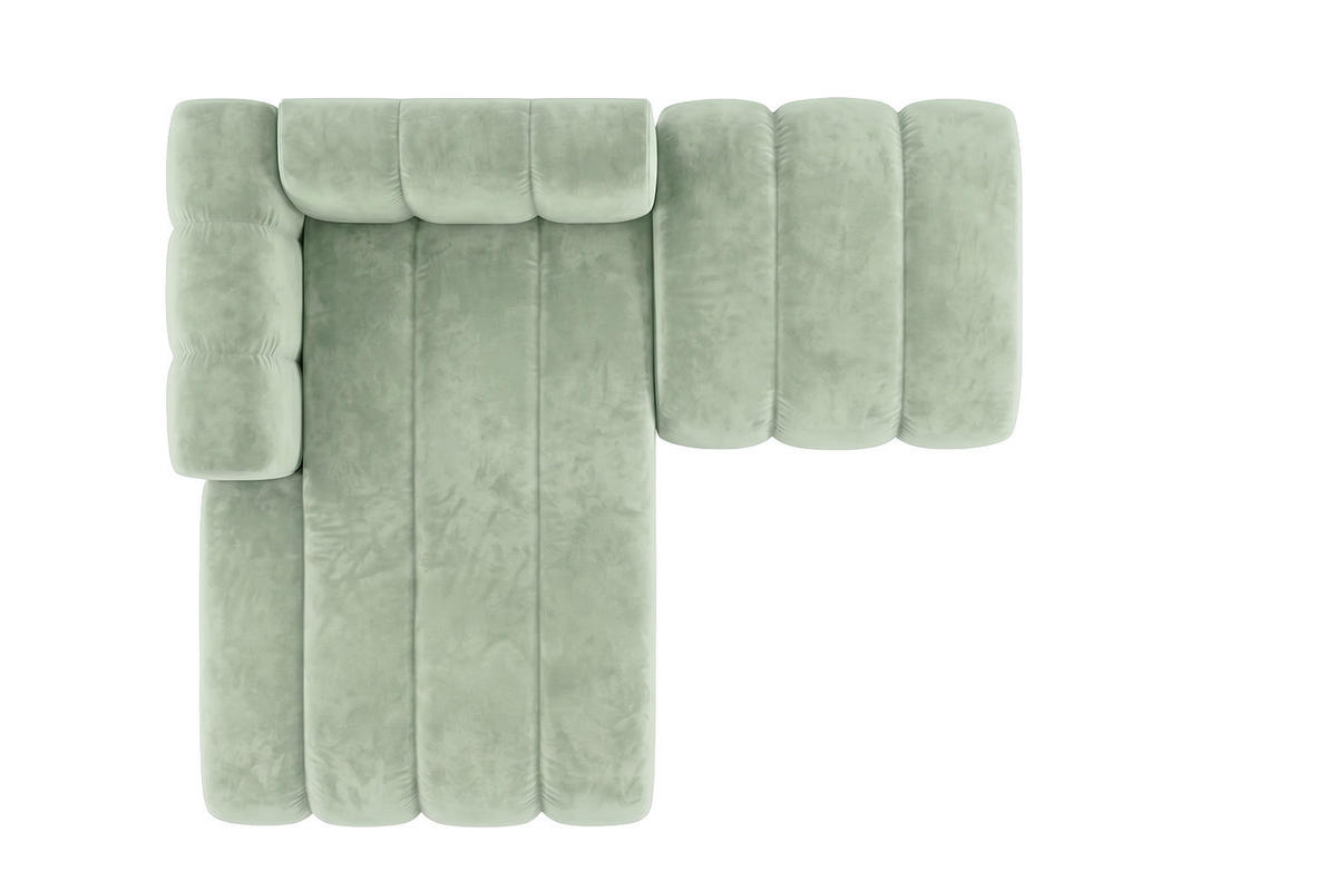 CHAISELONGUE Modulare Mit Hocker, Velvet-Stoff Riviera, Mintz, Links, GRAND - Mintgrün, Holz (204/179cm) - Kaiser Möbel