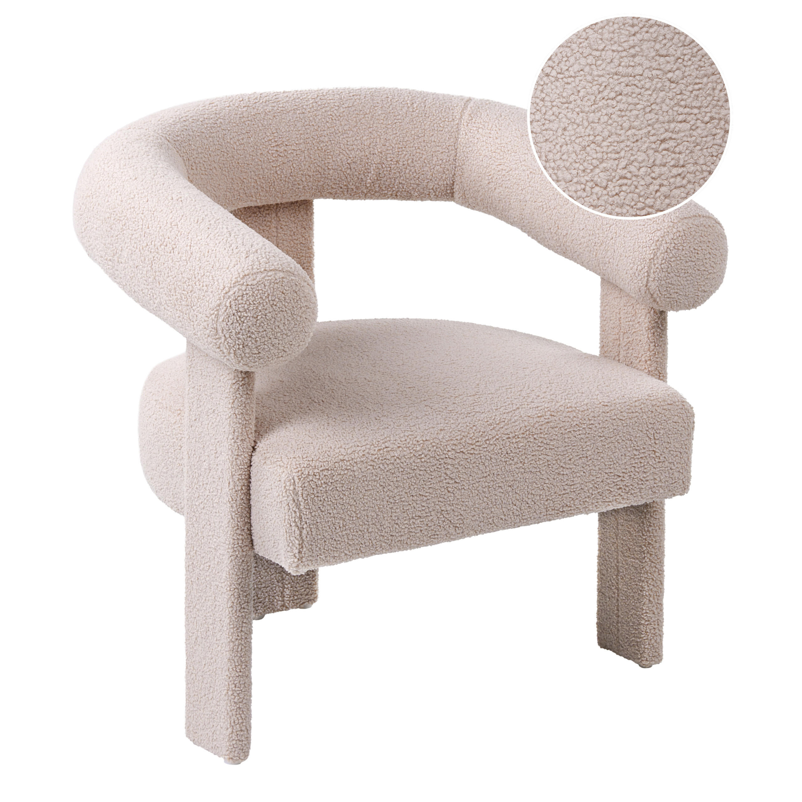 SESSEL Bouclé HellbeigeIlbro - Beige, Textil (77/76/68cm) - Beliani