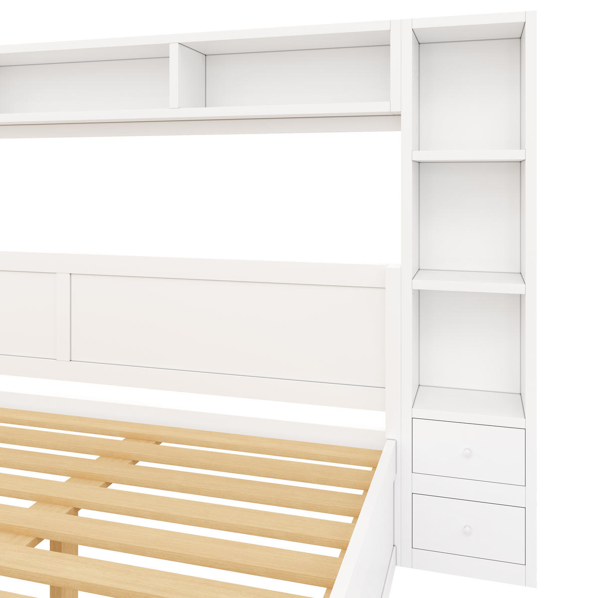 STAURAUMBETT 180 x 200 cm mit Kopf- und Fußteil, 7 Schubladen, Weiß - Weiß, Holz (180/200cm) - KOMHTOM