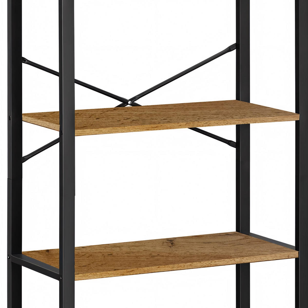 STANDREGAL Holzoptik Metall Erlefarben 6 Böden 66x30x186 cm - Erlefarben/Schwarz, Holzwerkstoff/Metall (30/186/66cm) - Begryf