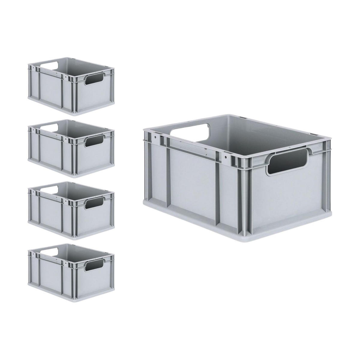 EUROBOX 5x Nextgen Economy Mit Auflagedeckel Grau/Gelb Griffe Offen 20 Liter - Gelb, Kunststoff (30/22/40cm) - PROREGAL