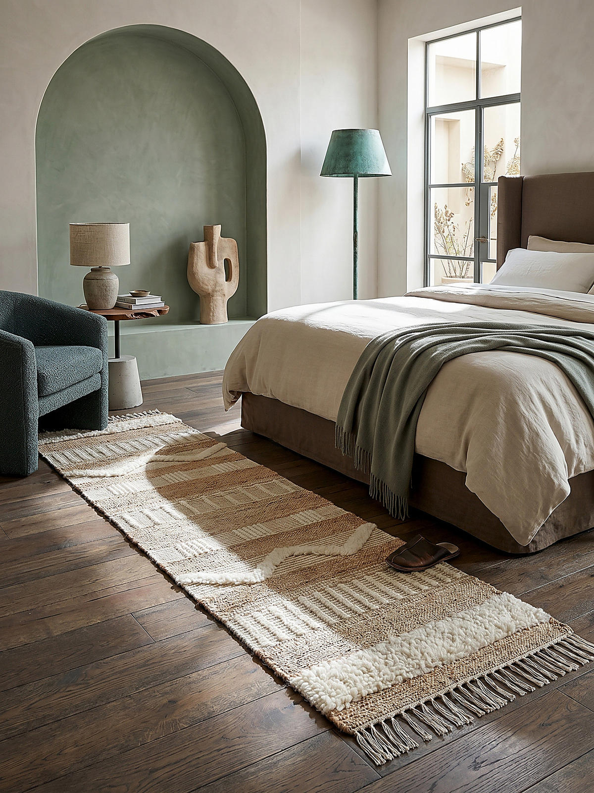 JUTETEPPICH handgewebt mit Fransen WHARFE, im Ethno-Stil, Natur-Weiß, 60 x 230 cm - Weiß, Textil (60/230cm) - KADIMA DESIGN