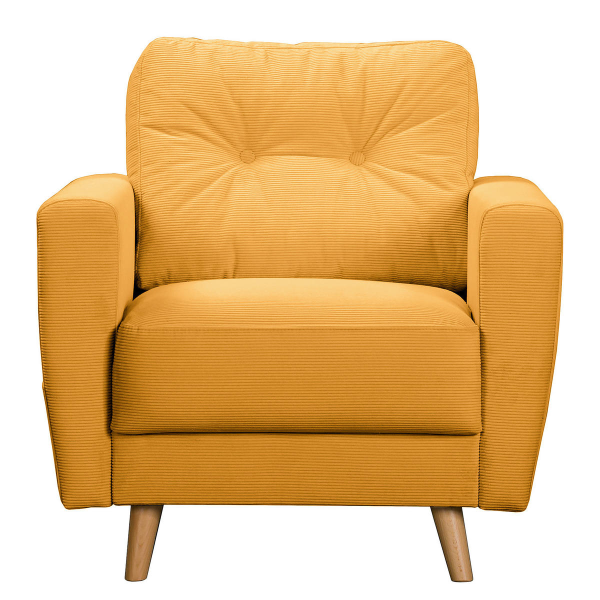 SESSEL - Gelb/Braun, Holz/Textil (80/90/87cm) - home24