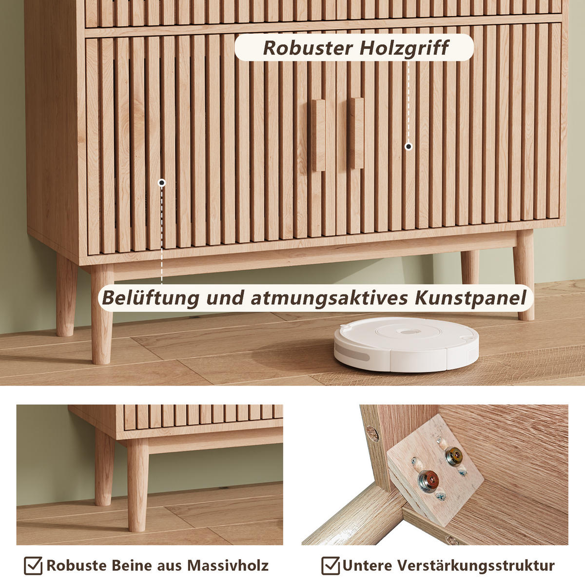 SIDEBOARD 100x35x80 cm Holzoptik mit Schubladen Buffetschrank - Braun, Holz (35/80/100cm) - PARAFTA HOME