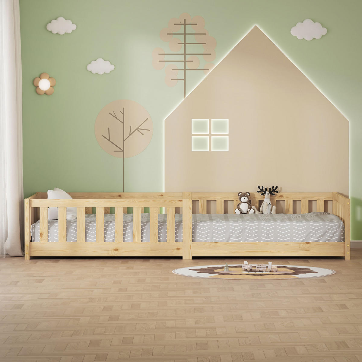 KINDERBETT 90x200 cm Natur aus Kiefernholz - Naturfarben, Holz (90/200cm) - ML-DESIGN