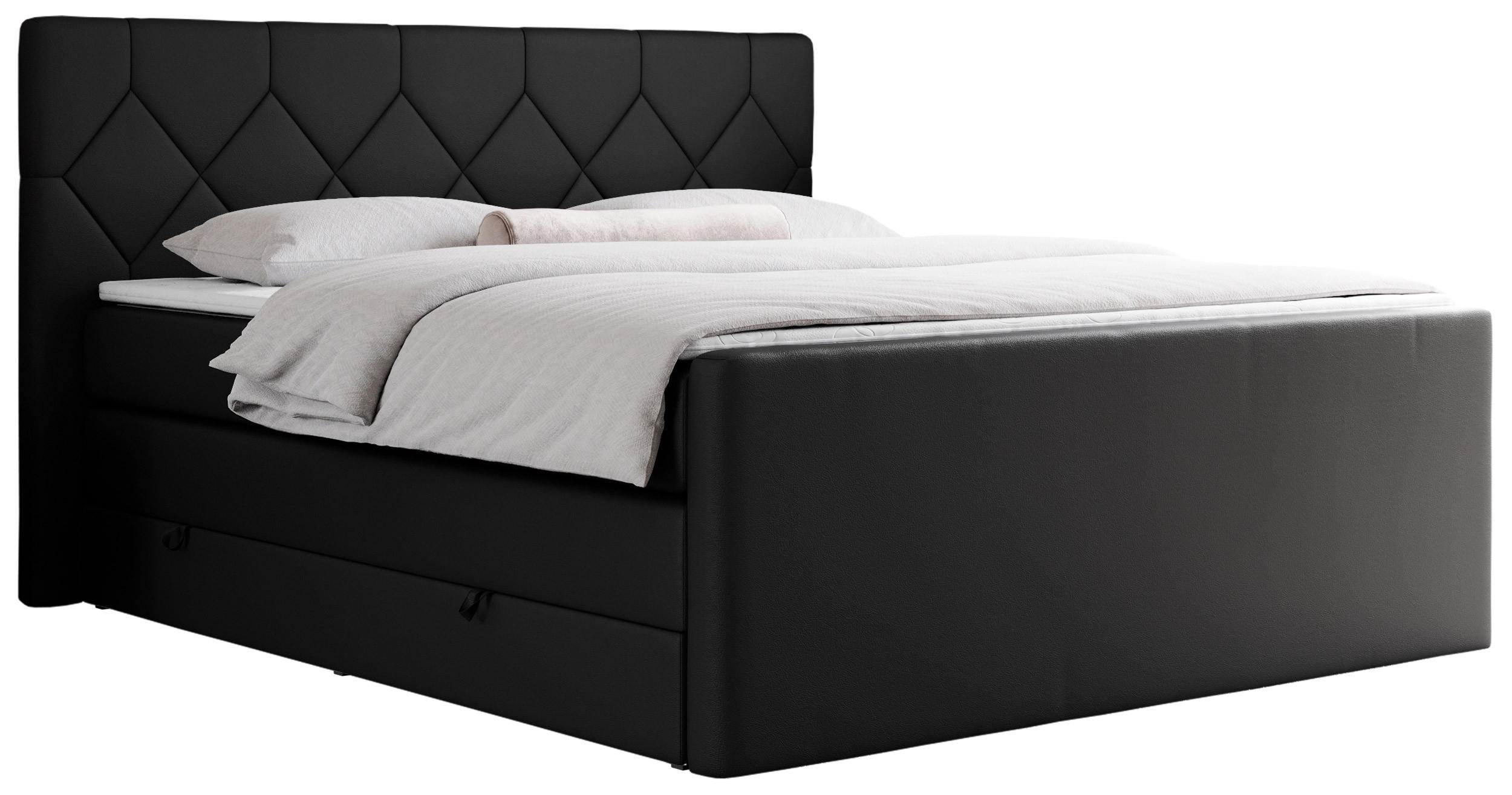 BOXSPRINGBETT KING EIGAR 200/200 Schwarz Kunstleder - H3 - Schwarz, Holz/Textil (200/200cm) - MKS