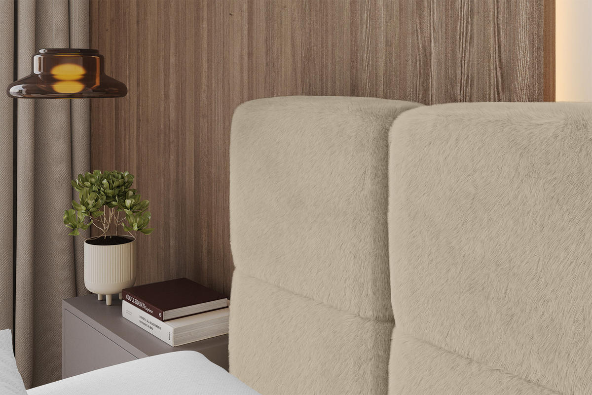 POLSTERBETT mit Bettkasten und Lattenrost mit Kopfteil, Boxbett ohne Matratze, mit Stauraum - NATA 160x200 Creme - Creme, Holzwerkstoff/Textil (160/200cm) - ALTDECOR