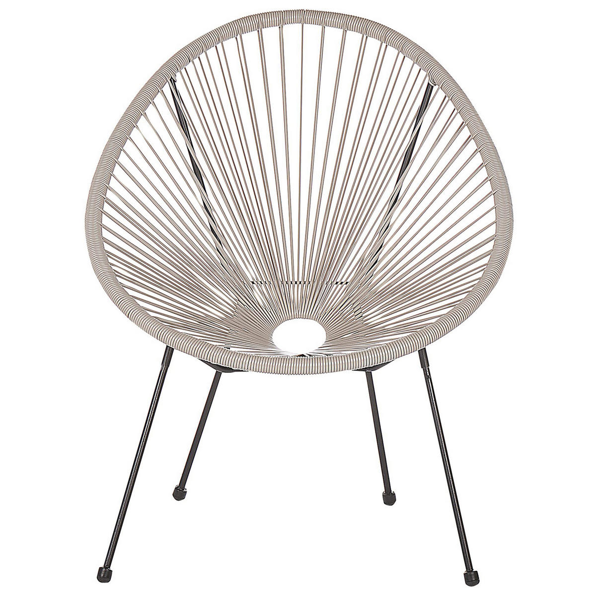 RATTANSTUHL 2er-SET Kunststoff hellgrau 70 cm Acapulco II - Hellgrau/Schwarz, Kunststoff (70/87/90cm) - Beliani