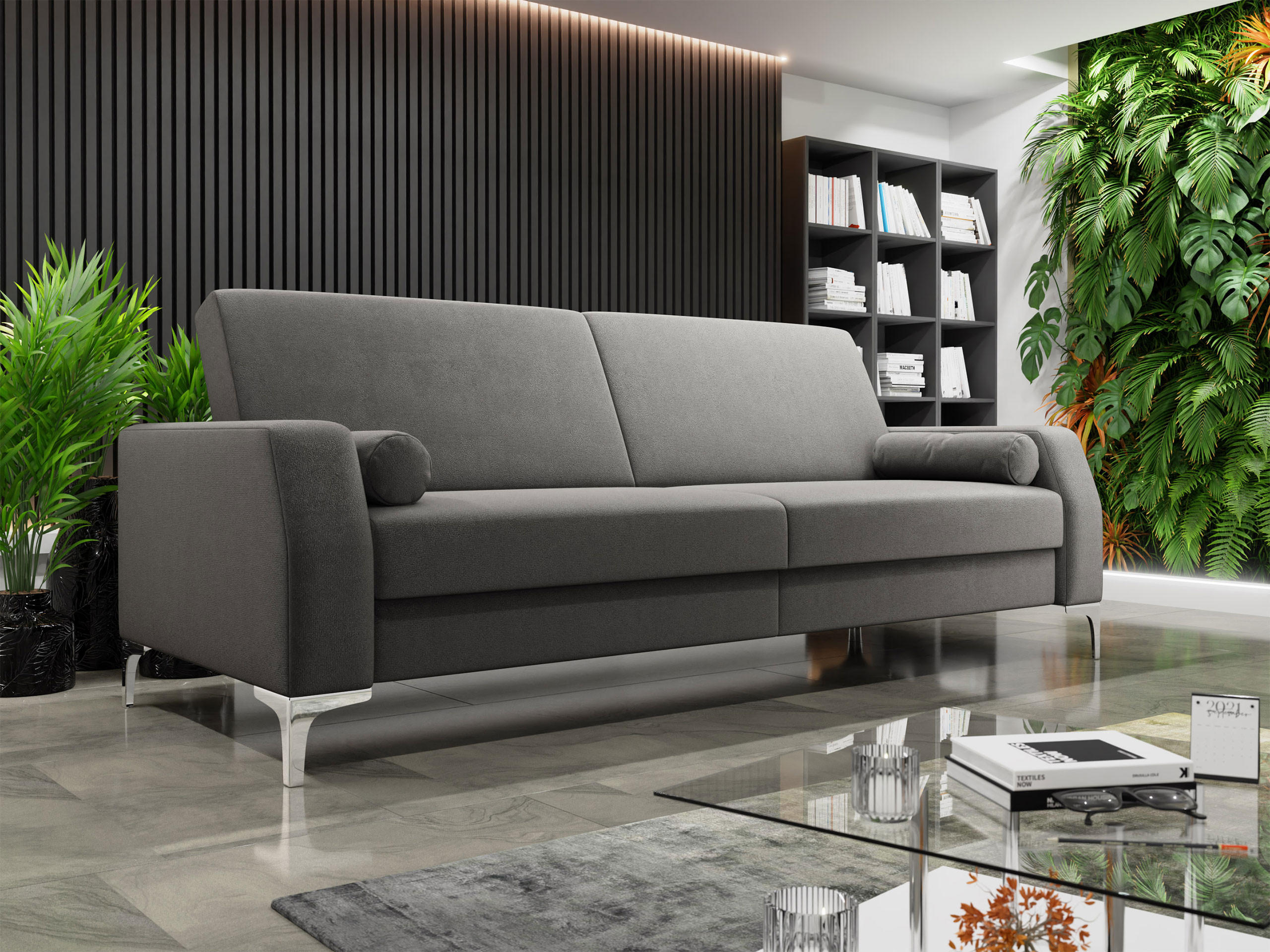SCHLAFSOFA Noelia - Silberfarben/Grau, Holz/Textil (225/90/87cm) - MIRJAN24