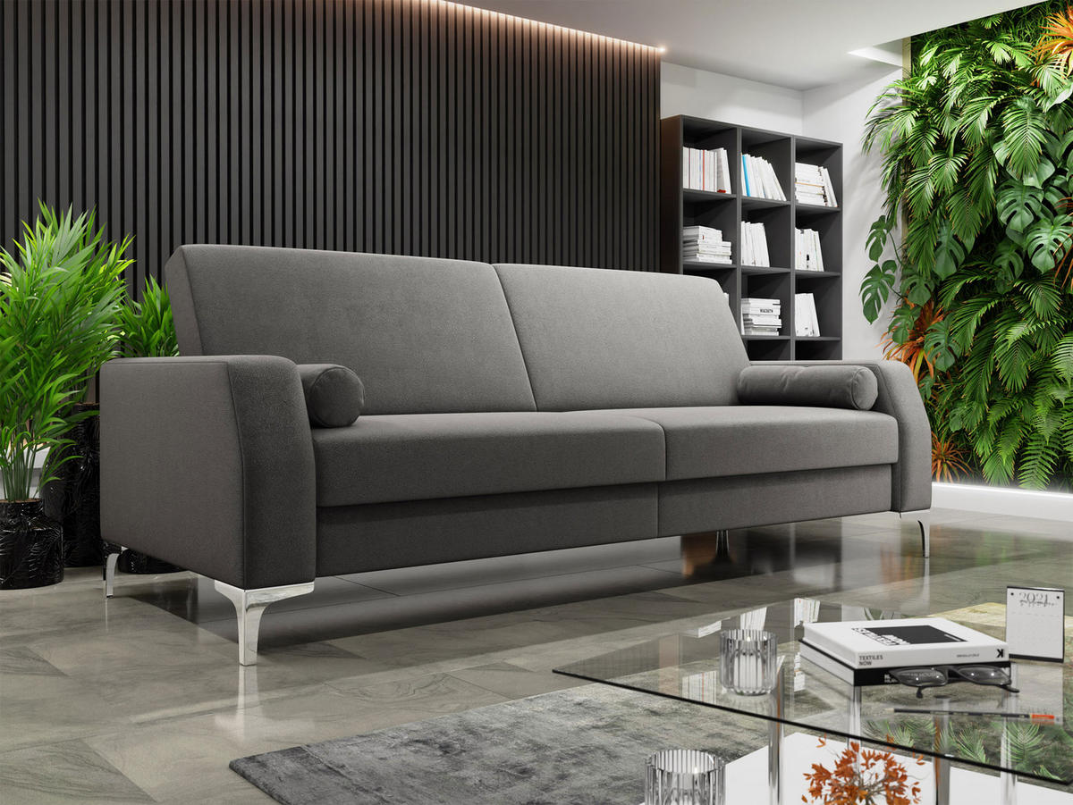 SCHLAFSOFA Noelia - Silberfarben/Grau, Holz/Textil (225/90/87cm) - MIRJAN24