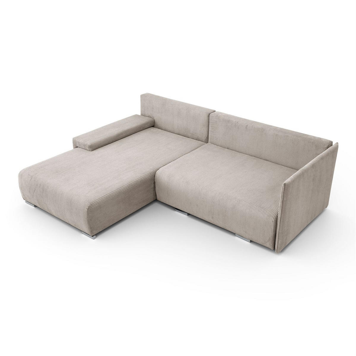 ECKSOFA LAVIO L mit Schlaffunktion und Bettzeugkasten Linke - Beige, Textil (246/188cm) - Lookway