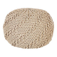 POUF Priene 50/50/35 cm - Beige, Naturmaterialen/Textil (50/35/50cm) - Beliani