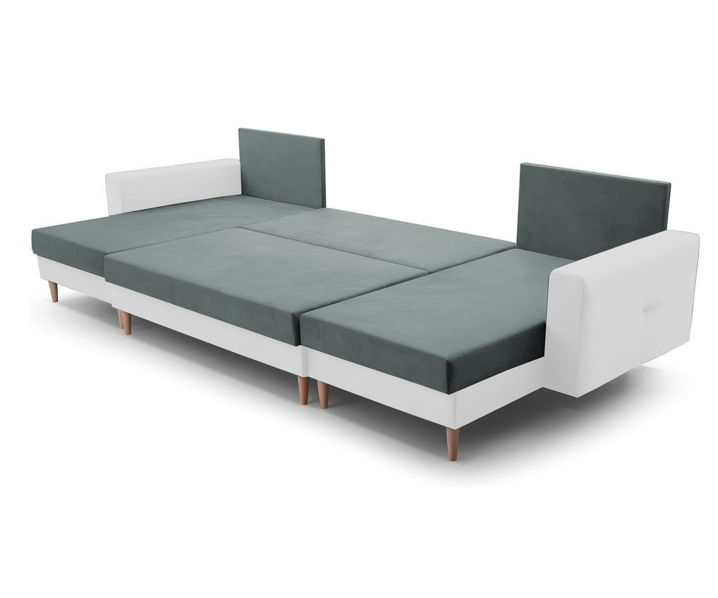 WOHNLANDSCHAFT - CARL U (Grau + Weiße Kunstleder) - Weiß, Holzwerkstoff (300/90/142cm) - Möblo