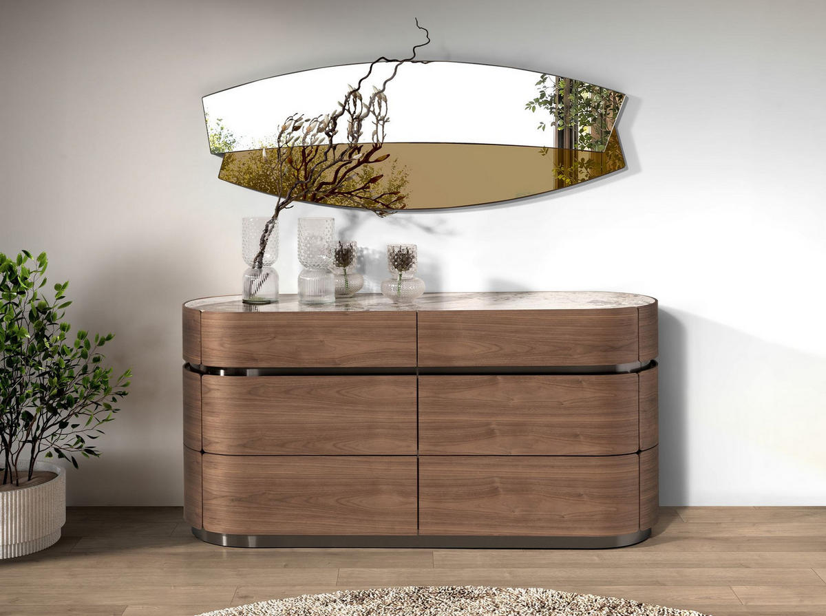 WANDSPIEGEL organische Form Walnuss 55/4/150 cm - Walnussfarben, Holzwerkstoff (55/150/4cm) - ANGEL CERDA