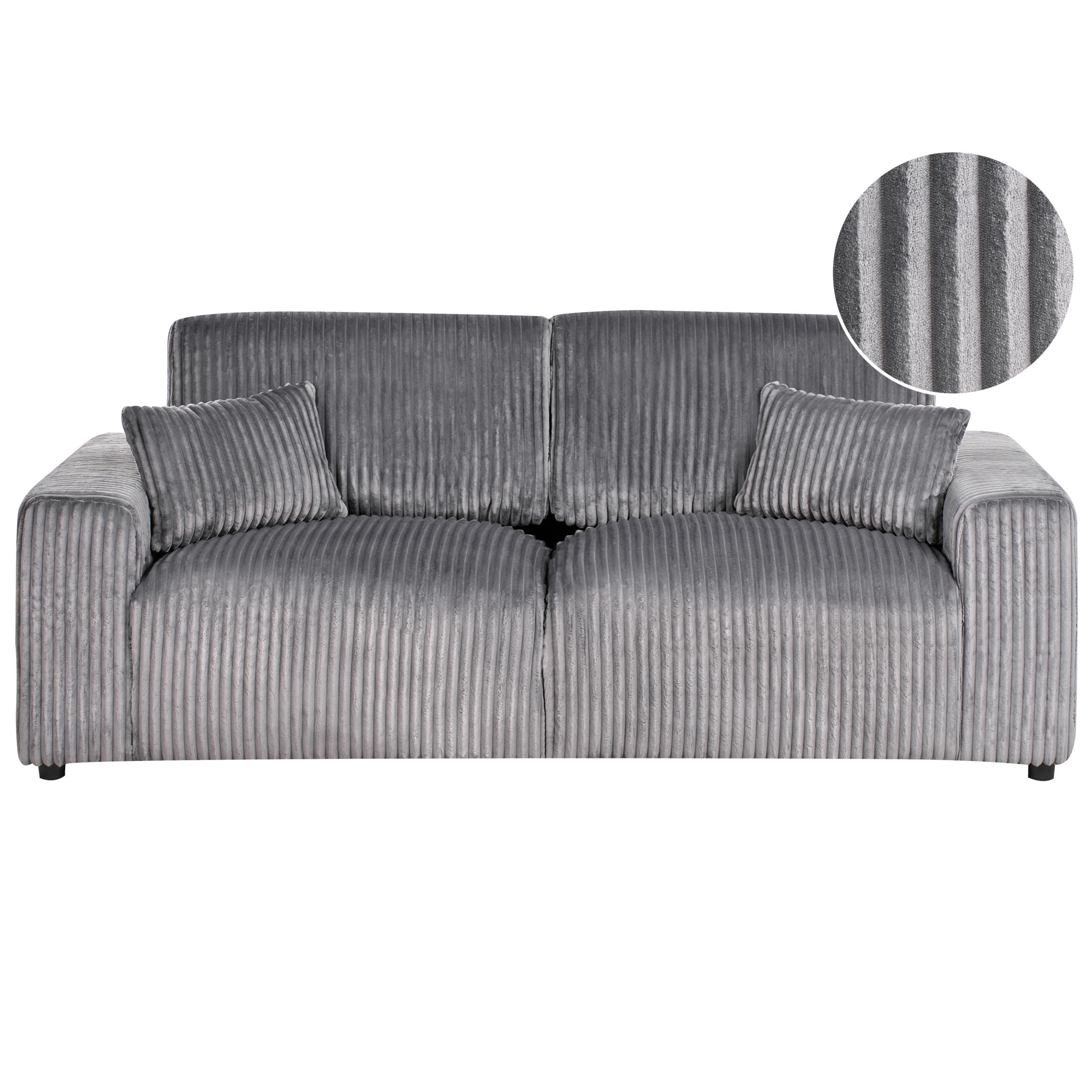 3-SITZER-SOFA Cord Grau Sandora - Grau, Textil (216/87/98cm) - Beliani