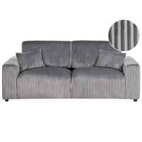 3-SITZER-SOFA Cord Grau Sandora - Grau, Textil (216/87/98cm) - Beliani