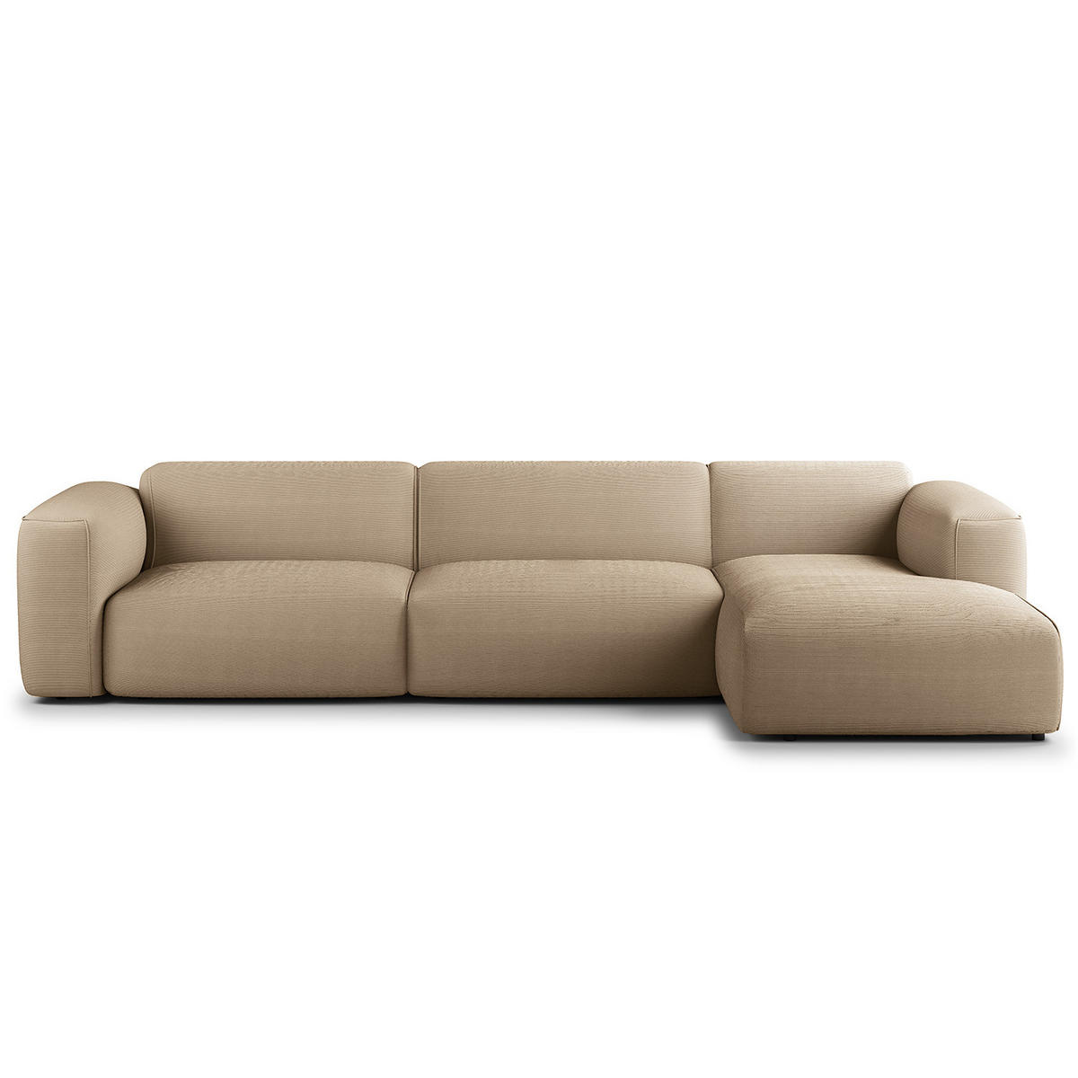 3-SITZER ECKSOFA mit Longchair - Taupe/Schwarz, Kunststoff/Textil (317/173cm) - home24