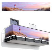 BALKON-SICHTSCHUTZ Leuchtturm - Dünen - Sonnenuntergang 500x90 cm - Hellrosa, Kunststoff (500/90cm) - MuchoWow