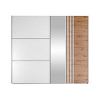 SCHIEBETÜRENSCHRANK Sinatra 250 - Silberfarben/Eiche Wotan, Holzwerkstoff/Metall (250/215/65cm) - MIRJAN24