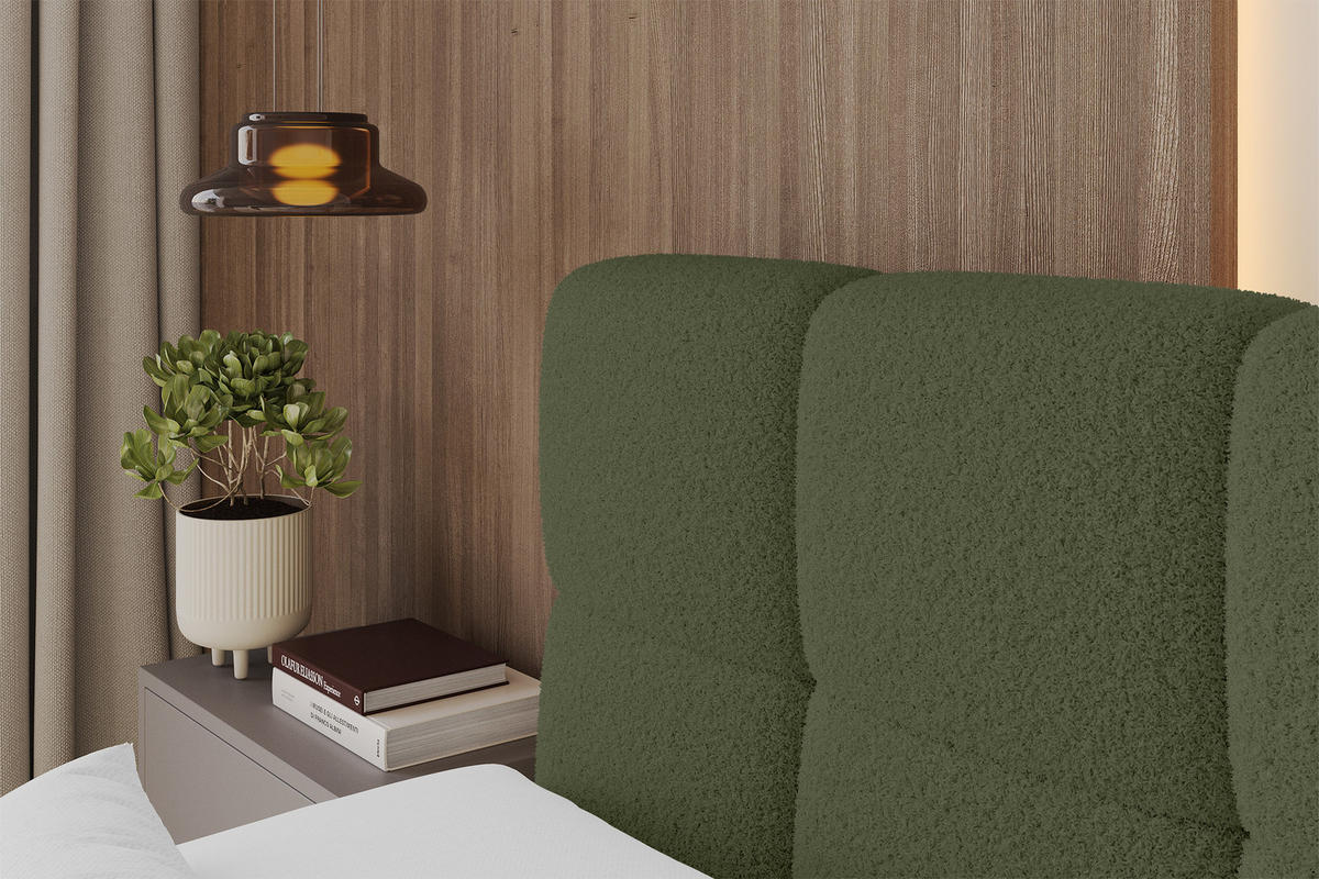 BOXBETT mit Matratze H3 - FAMA - 140x200 cm Grün Quelle - Grün, Holzwerkstoff (140/200cm) - ALTDECOR