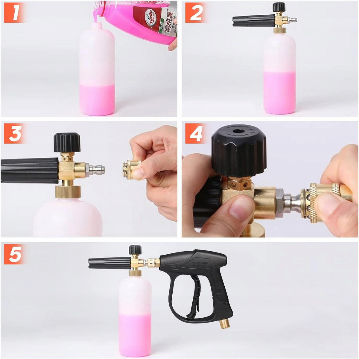 SCHAUMKANONE Universal - 1000 ml, max. 200 BAR, 60°C, 1/4” Schnellkupplung - Multicolor, Kunststoff/Metall (10/10/10cm)