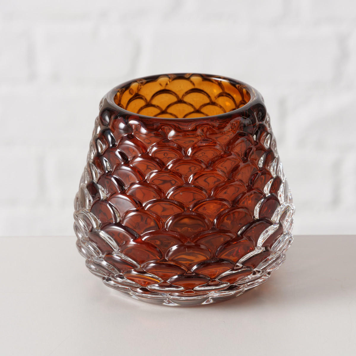 TEELICHTHALTER Glas Zato Ø 7,5 cm - Braun, Glas (7.5/6.5/7.5cm) - Boltze Home