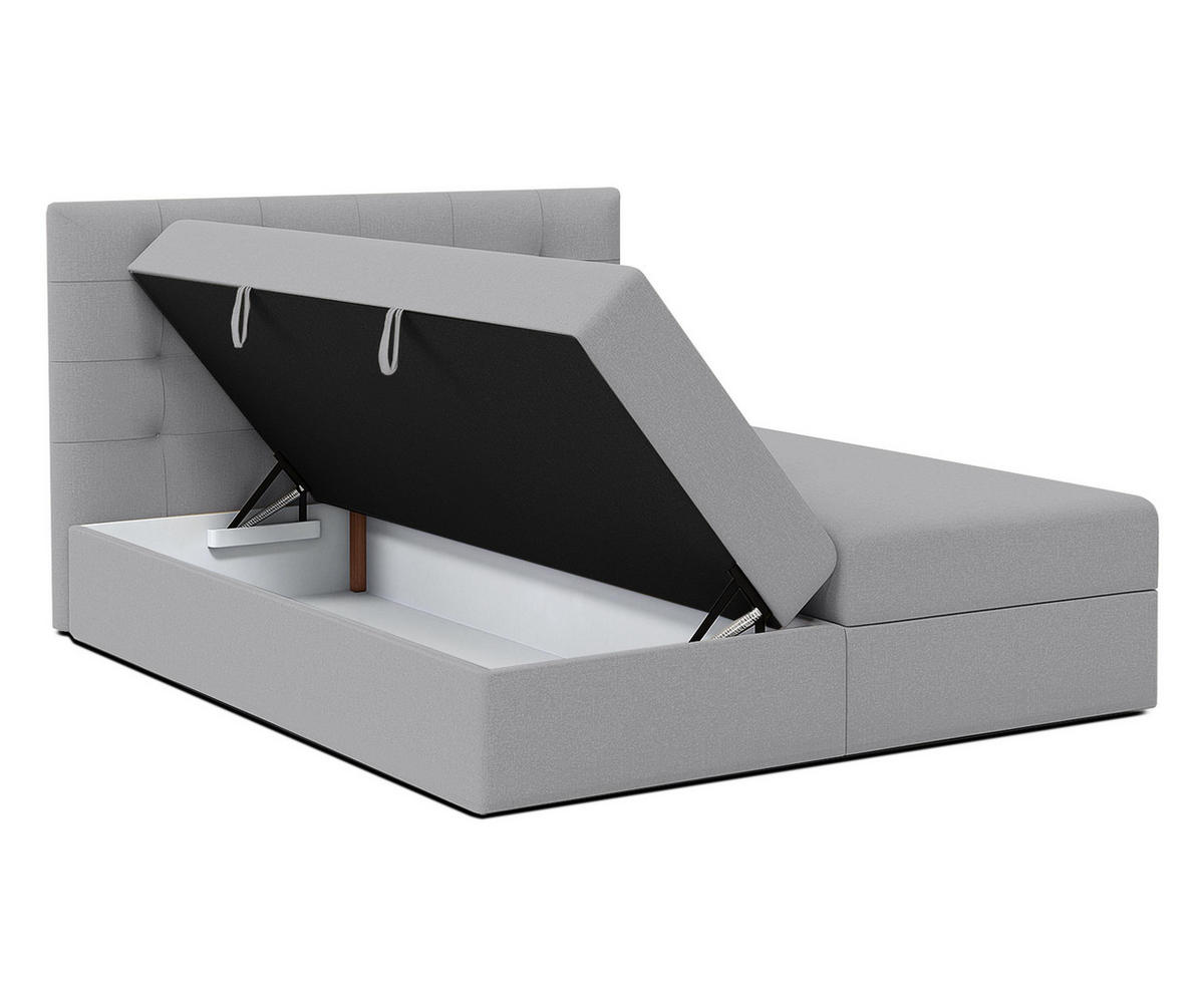 BOXBETT BELINAI 140x200 cm mit Bettkasten und Matratze - Grau - Schwarz/Grau, Holz/Holzwerkstoff (140/200cm) - AX Living