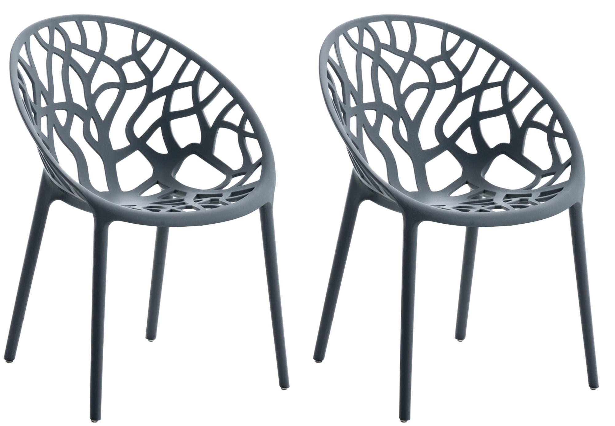 GARTENSTUHL 2er Set Kunststoff anthrazit - Anthrazit, Kunststoff (59/80/60cm) - CLP