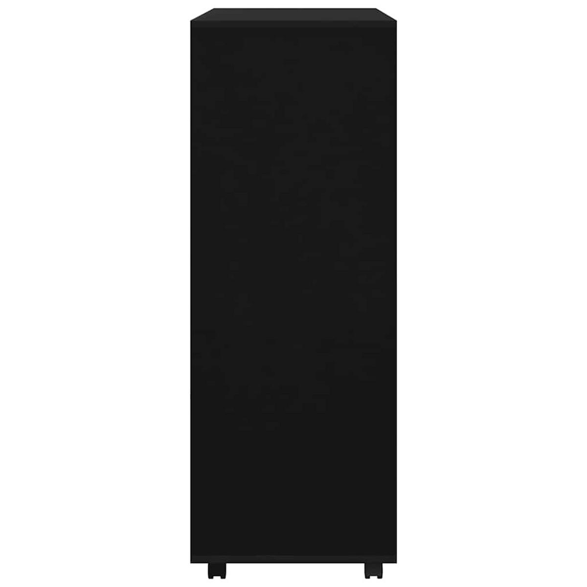 KLEIDERSCHRANK mit 4 Rollen, 3 Fächern 80/40/110 cm aus Holzwerkstoff Schwarz - Schwarz, Holz (80/110/40cm) - vidaXL