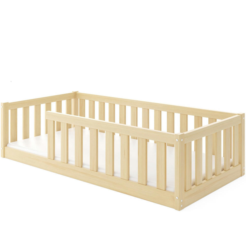 BODENBETT Bella 160x80 mit Rausfallschutz - Naturfarben, Holz (80/160cm) - Interbeds