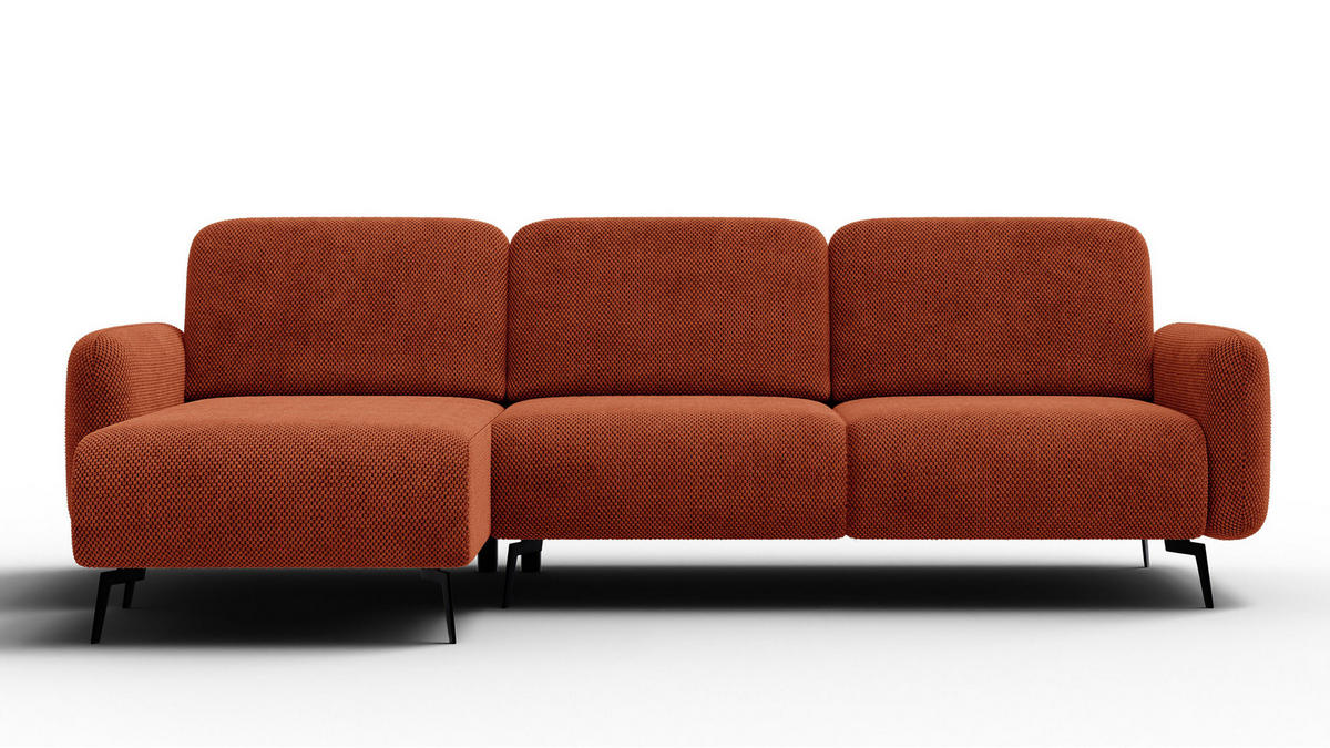ECKSOFA FEBE 4-Sitzer links, dunkelorange - Dunkelorange/Schwarz, Holz/Textil (264/157cm) - Courtois Laville