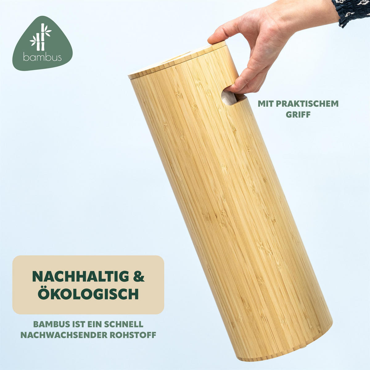 TOILETTENPAPIERAUFBEWAHRUNG, für 4 Rollen, Bambus - Braun, Holz (14.5/42/14.5cm) - eluno
