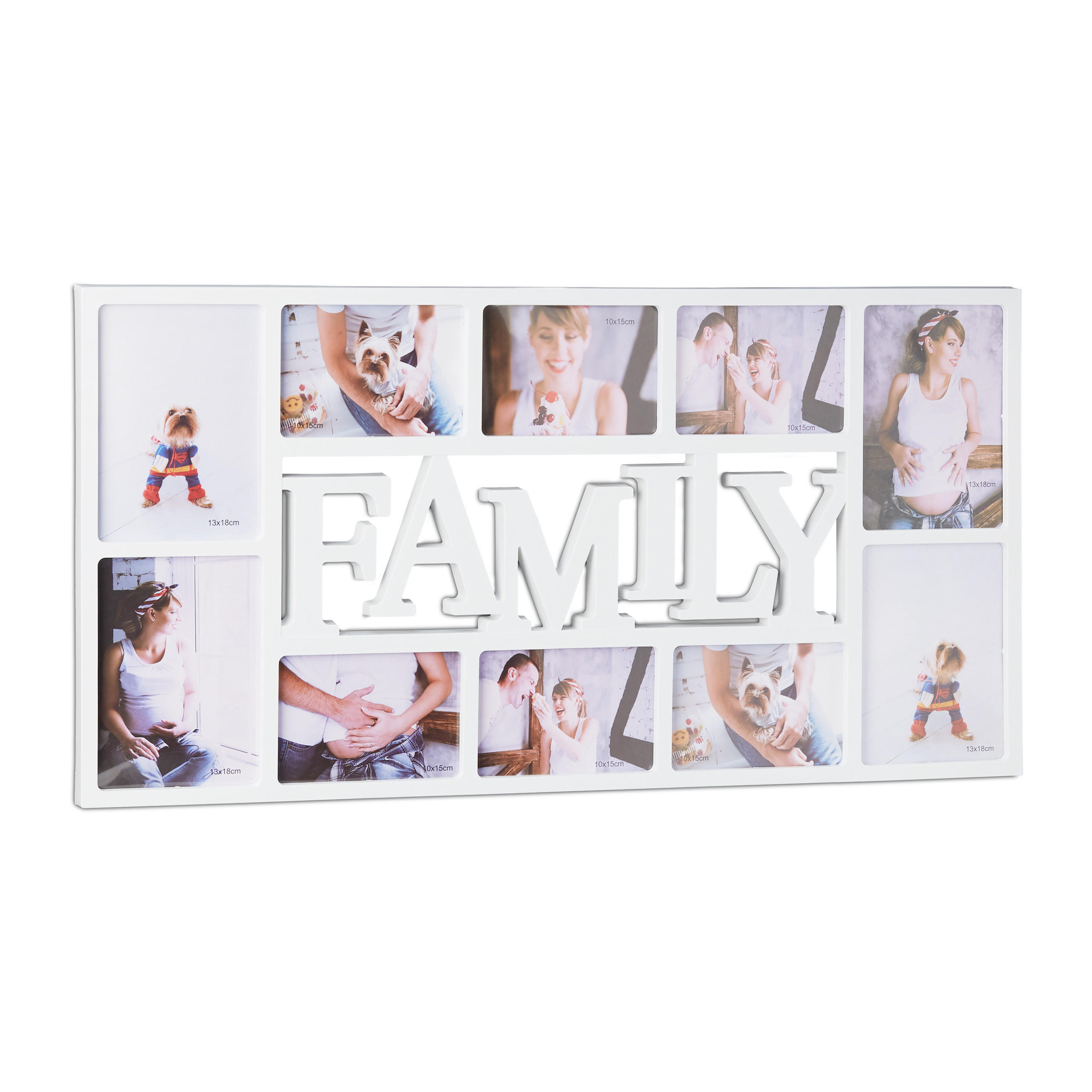 BILDERRAHMEN Familie - Weiß, Wellpappe/Kunststoff (72/36.5/2cm) - Relaxdays