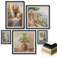 WANDBILDER 5er-Set - 50x50 cm & 20x30 cm & 40x60 cm Schwarzer Rahmen - Zitronenblumen im Topf, Straßen - Schwarz, Kunststoff (40/60cm) - ArtPrintCave
