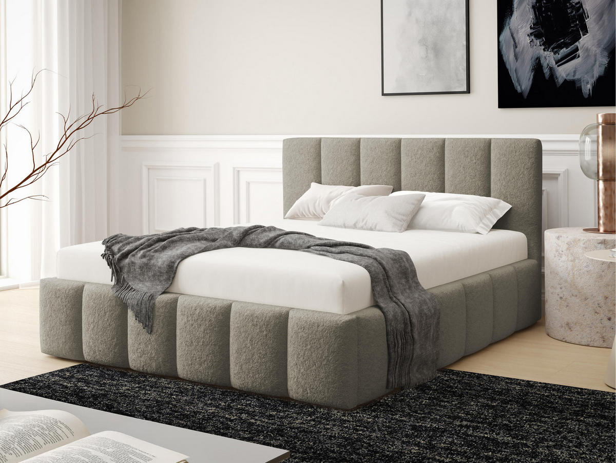 POLSTERBETT Lunaro - Hellbraun, Holz/Textil (140/200cm) - MIRJAN24
