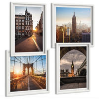 BILDER SET 4er Set - 50x50 cm & 40x60 cm Weißer Rahmen - London-Ansichtsgemälde-Set - Weiß, Kunststoff (50/50cm) - TULUP