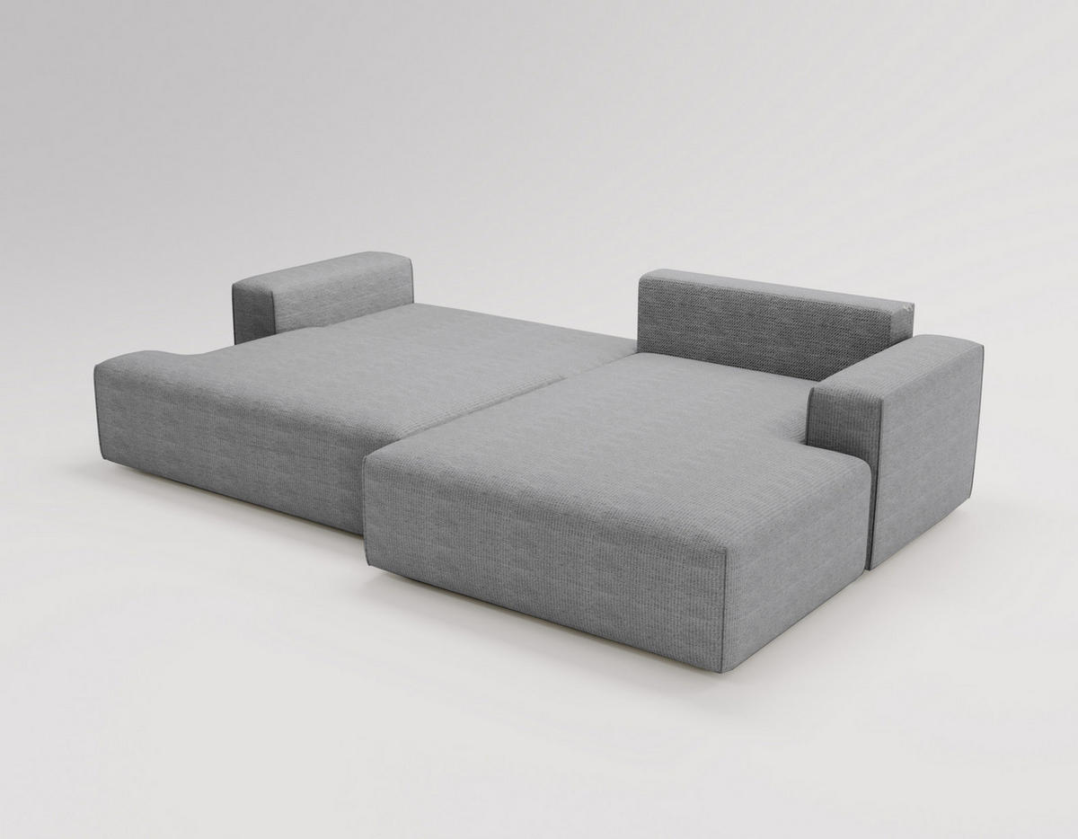 ECKSOFA L-Form 270 cm Boston mit Bettkasten, Schlaffunktion, Rechts, Grau - Grau, Holz (270/165cm) - Emporius