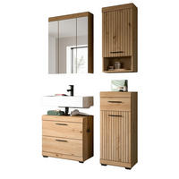 BADMÖBEL-SET Eiche Artisan 112 x 191 cm 4-teilig, Badkombination modernes Design - Schwarz/Eiche Artisan, Glas/Holzwerkstoff (112/191/34cm) - Inn.Furn