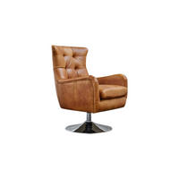SESSEL RELEXA Braun Leder - Dunkelbraun/Silberfarben, Leder/Metall (69/95/77cm) - KAWOLA