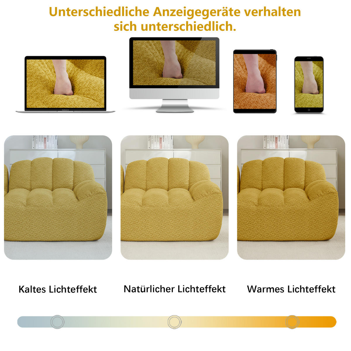 ECKSOFA 288/165/79 cm gelb aus granuliertem Fleece als 3-Sitzer mit Ottoman - Gelb, Textil (165/288cm) - OKWISH