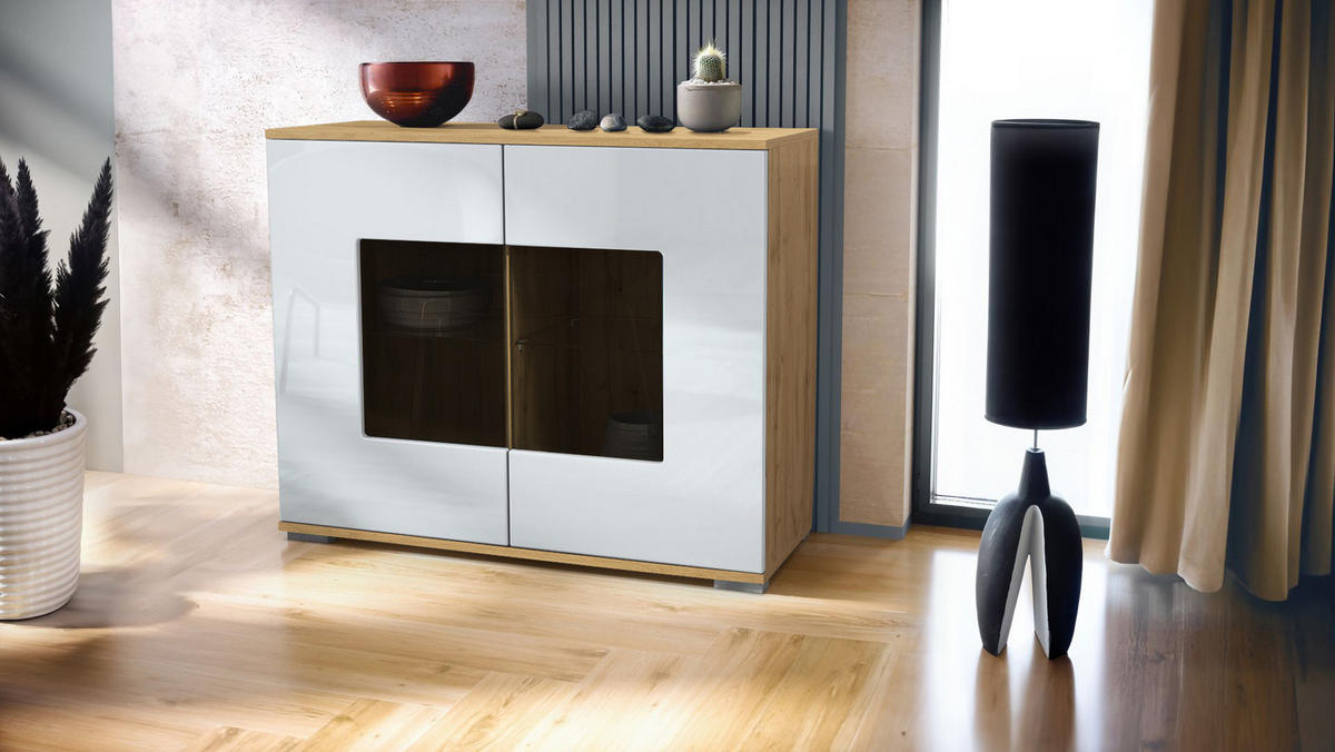 KOMMODE Grömitz Weiß Hochglanz - Weiß Hochglanz, Holzwerkstoff (92.5/75.5/35cm) - Vladon