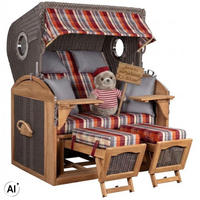 STRANDKORB XL Schillig Bullauge - Rot/Braun, Metall (142/170/95cm) - Mr. Deko