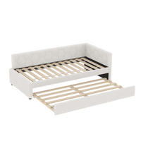 POLSTERBETT 90x200cm mit Nachttischlampe und multifunktionalem Ausziehbett- Weiß - Weiß, Holz/Textil (90/200cm) - KOMHTOM