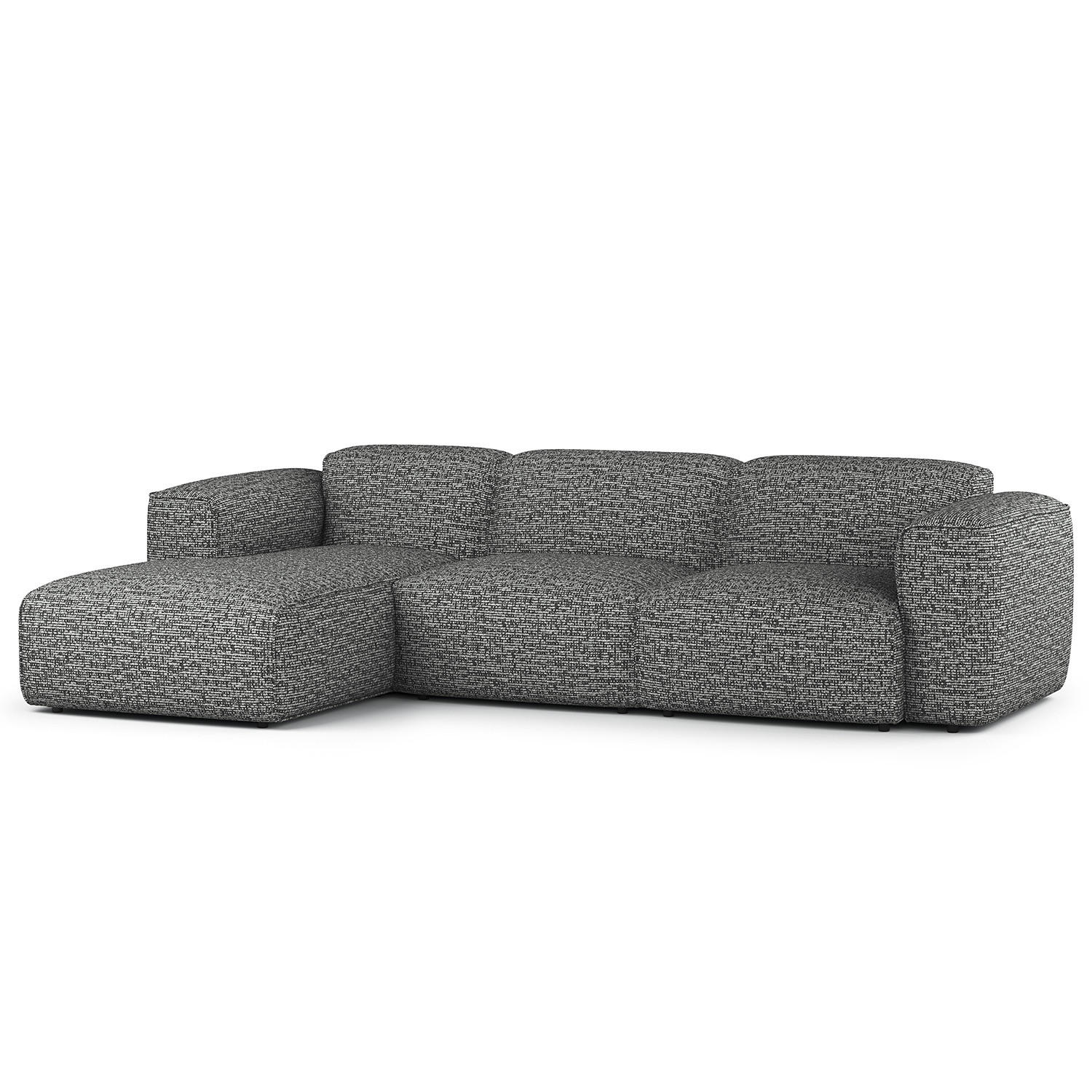 3-SITZER ECKSOFA mit Longchair - Schwarz/Grau, Kunststoff/Textil (284/173cm) - home24