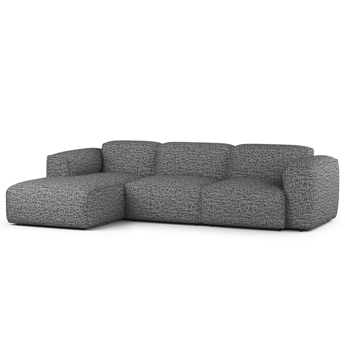 3-SITZER ECKSOFA mit Longchair - Schwarz/Grau, Kunststoff/Textil (284/173cm) - home24