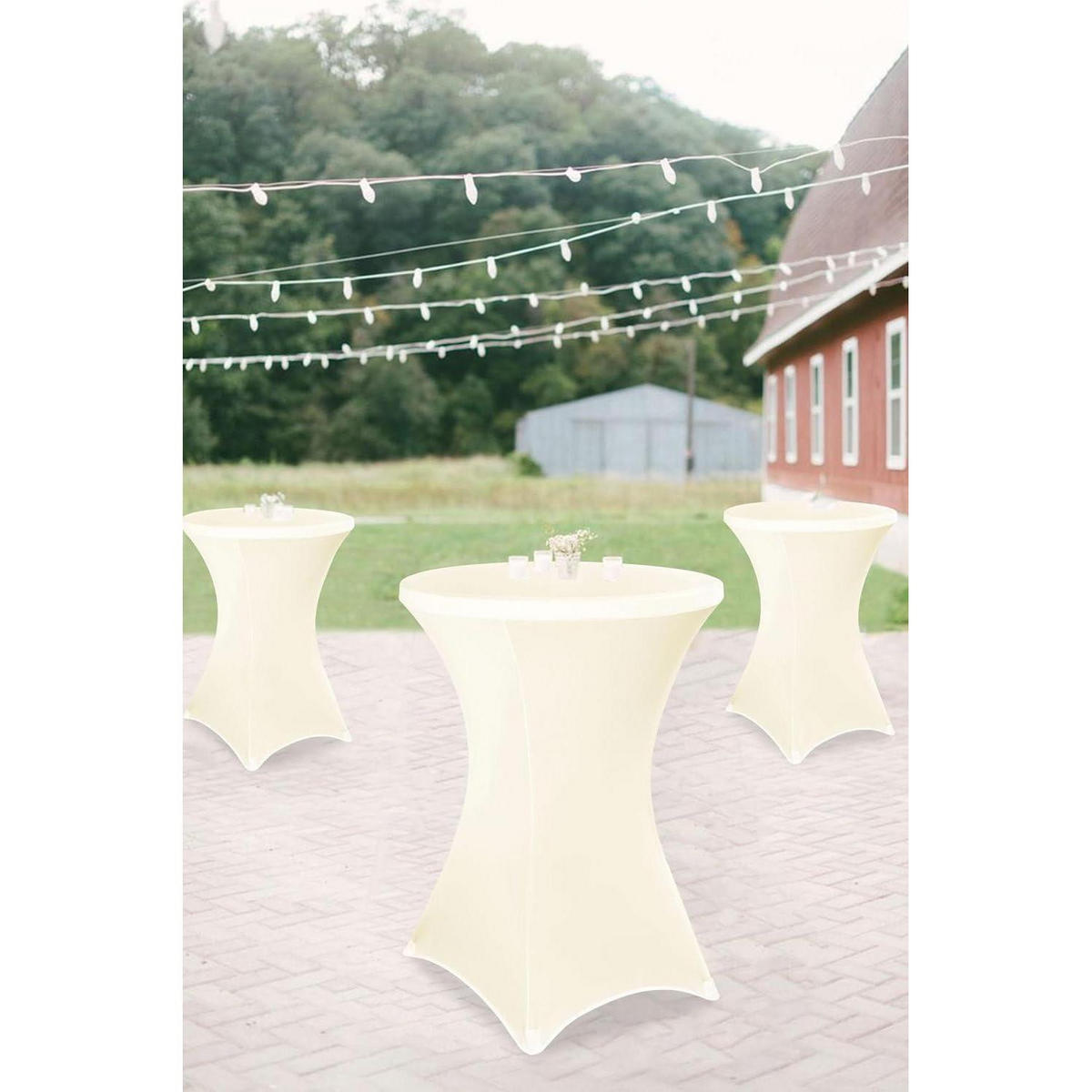 STEHTISCHHUSSE 6er Set Beige Ø 80 cm - Creme, Textil (80/110cm)