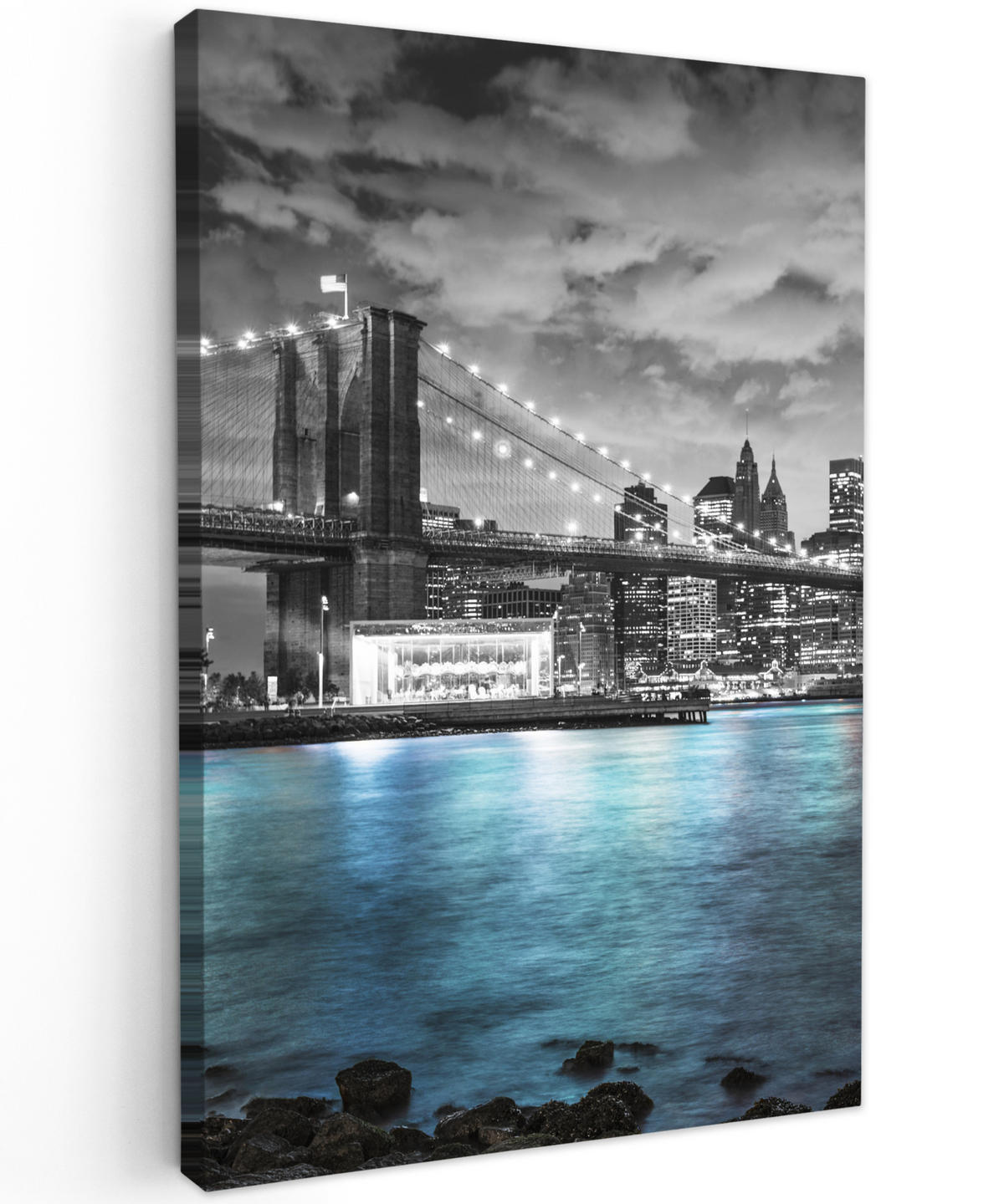 LEINWANDBILD New York - Skyline - Stadt - Blau 80x120 cm - Blaugrau, Textil (80/120cm) - MuchoWow