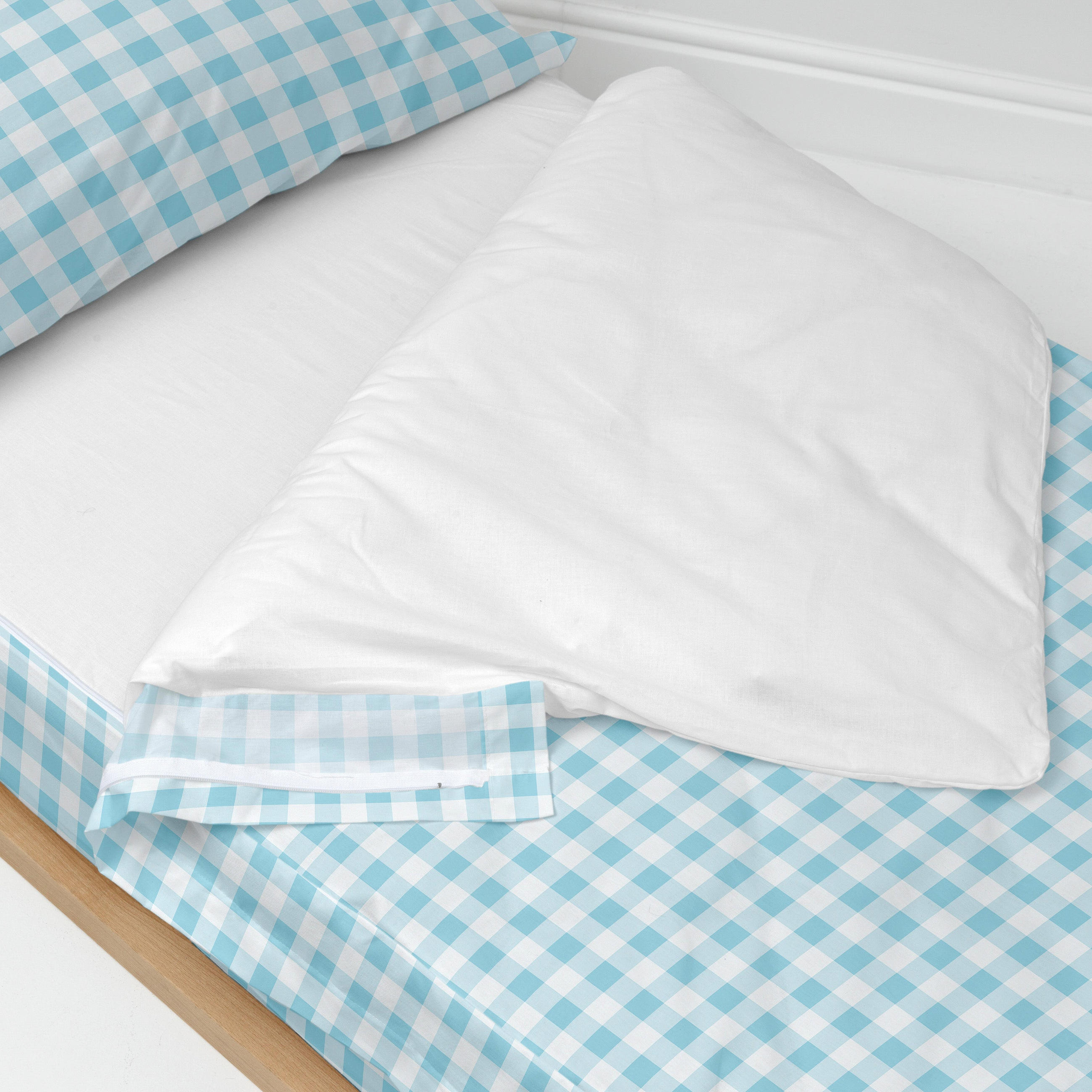 NORDIC-SACK vichy 105x200 cm ohne füllung blau - Blau, Textil (105/200cm) - Happy Friday